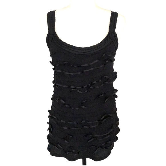 Express Black Ruffled Trimmed Tank Top Women’s Size M - Picture 3 of 7